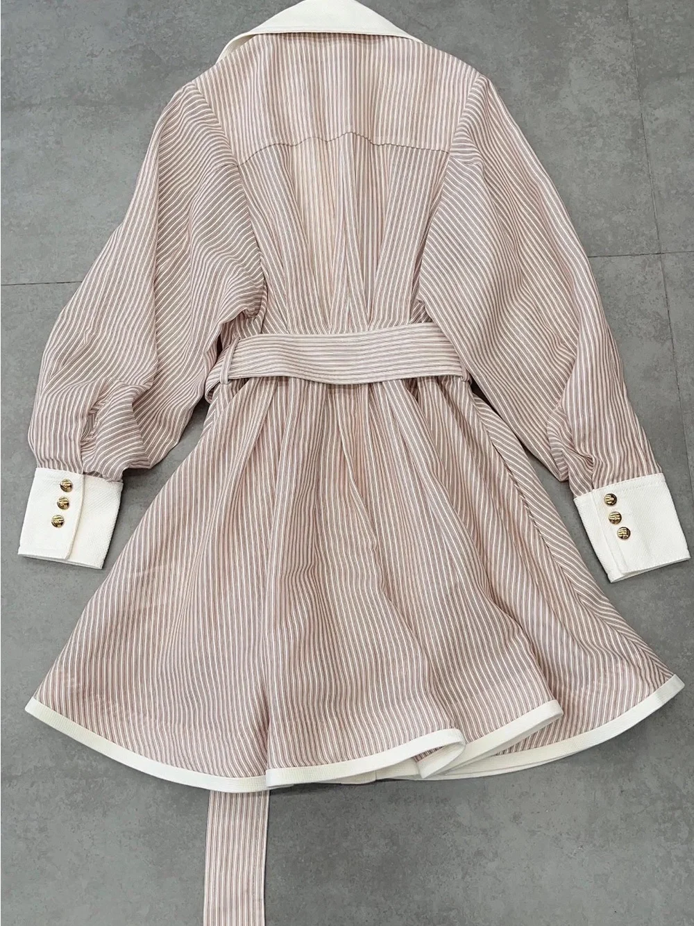 NWOT Zimmermann Striped Cream and Blush Belted Shirt Dress, Size AU 2 = M - Picture 5 of 13